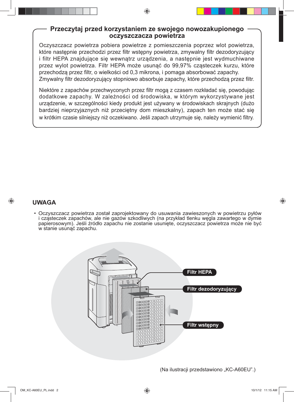 Uwaga | Sharp KC-A60EU W User Manual | Page 90 / 219
