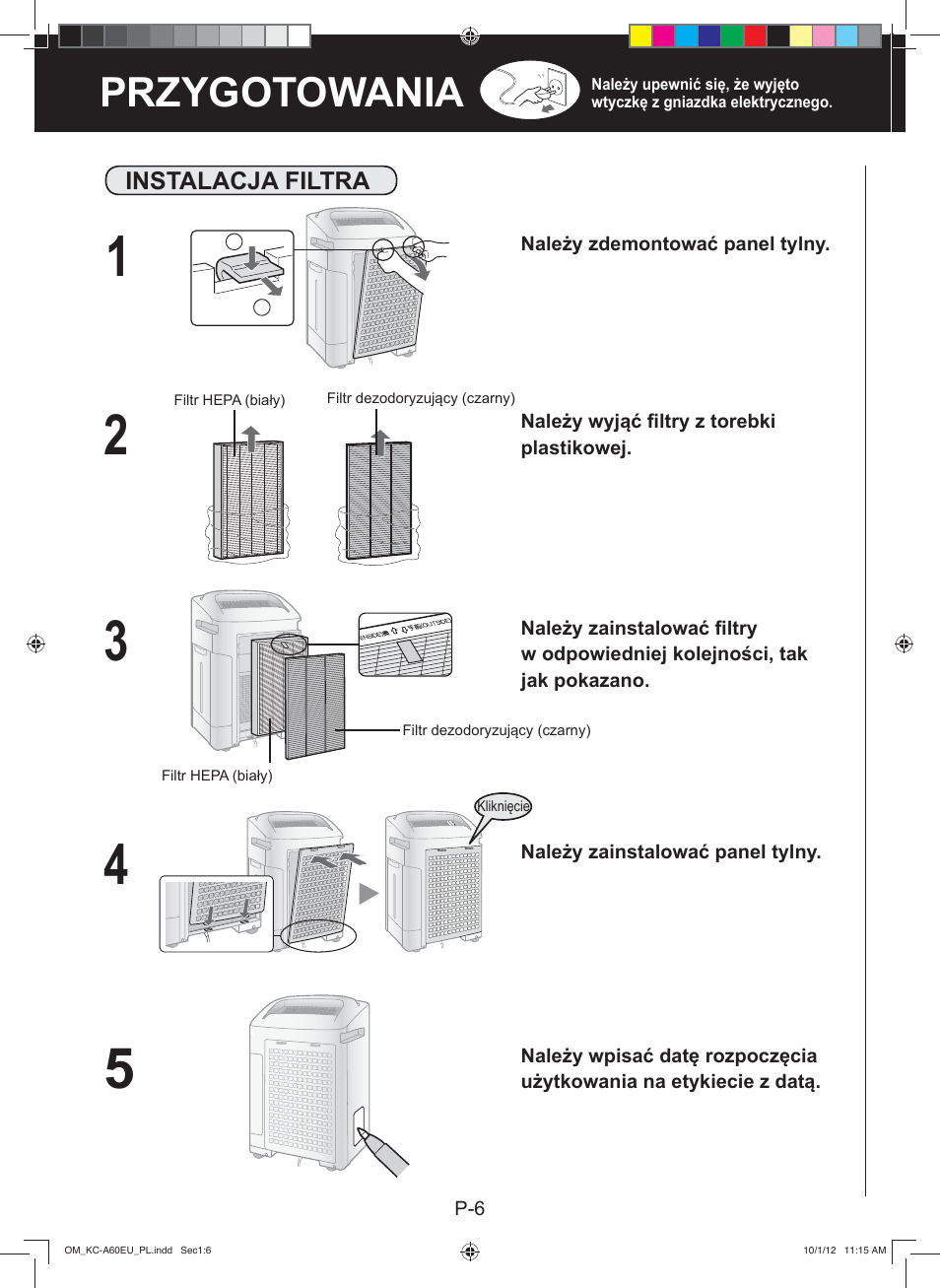 Przygotowania | Sharp KC-A60EU W User Manual | Page 96 / 219