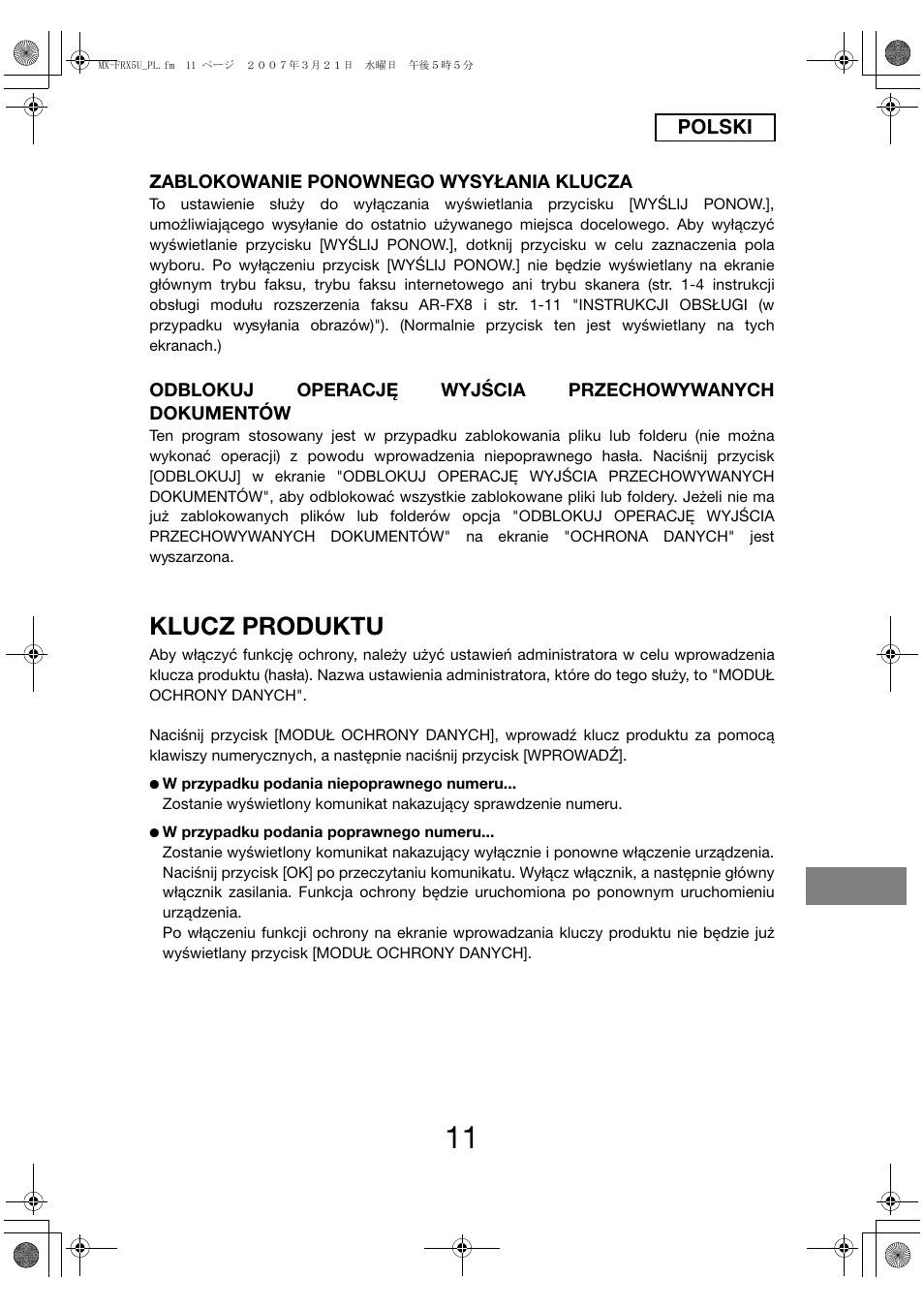 Klucz produktu | Sharp Funkcja identyfikacji użytkownika User Manual | Page 145 / 184