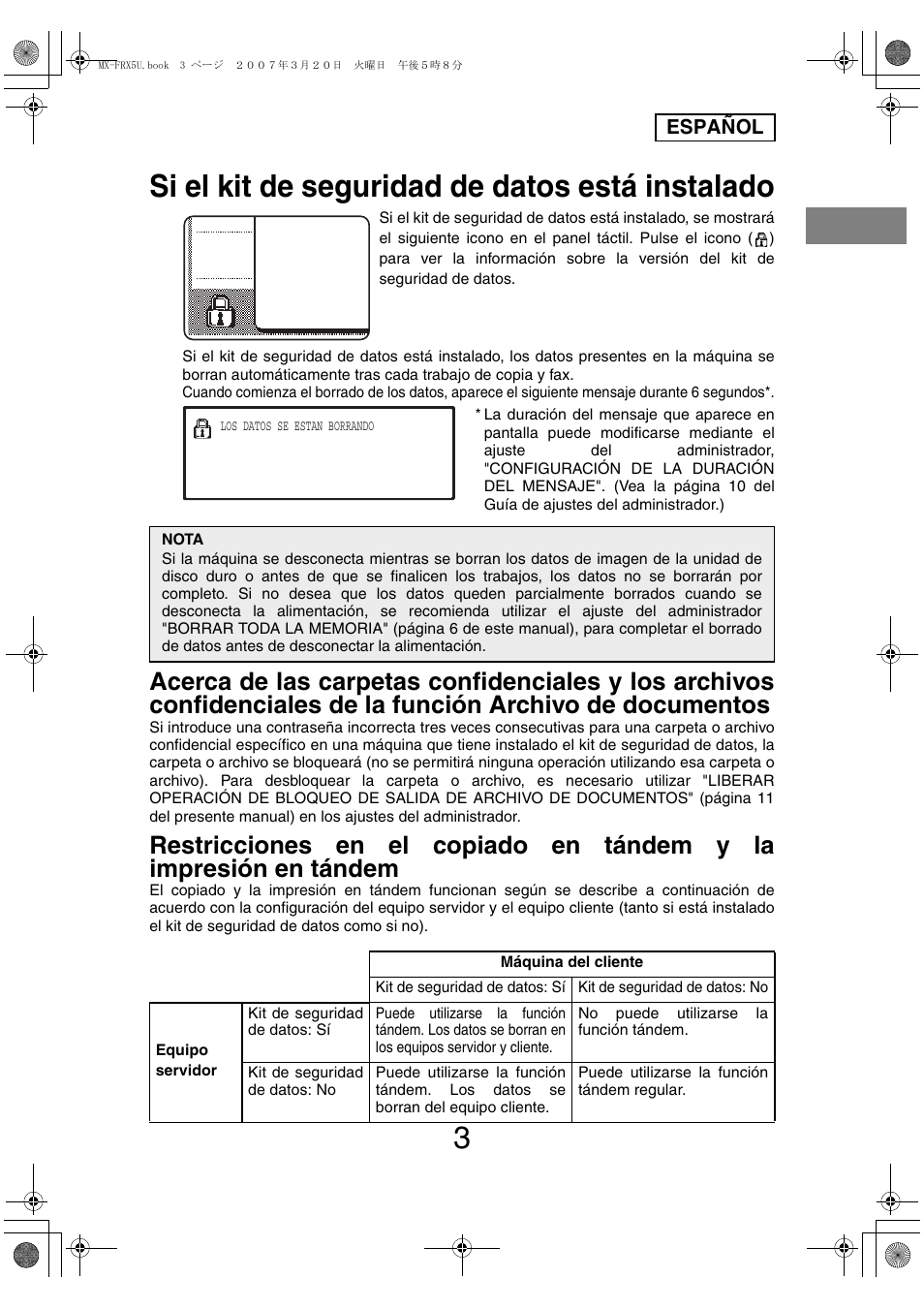 Si el kit de seguridad de datos está instalado | Sharp Funkcja identyfikacji użytkownika User Manual | Page 17 / 184