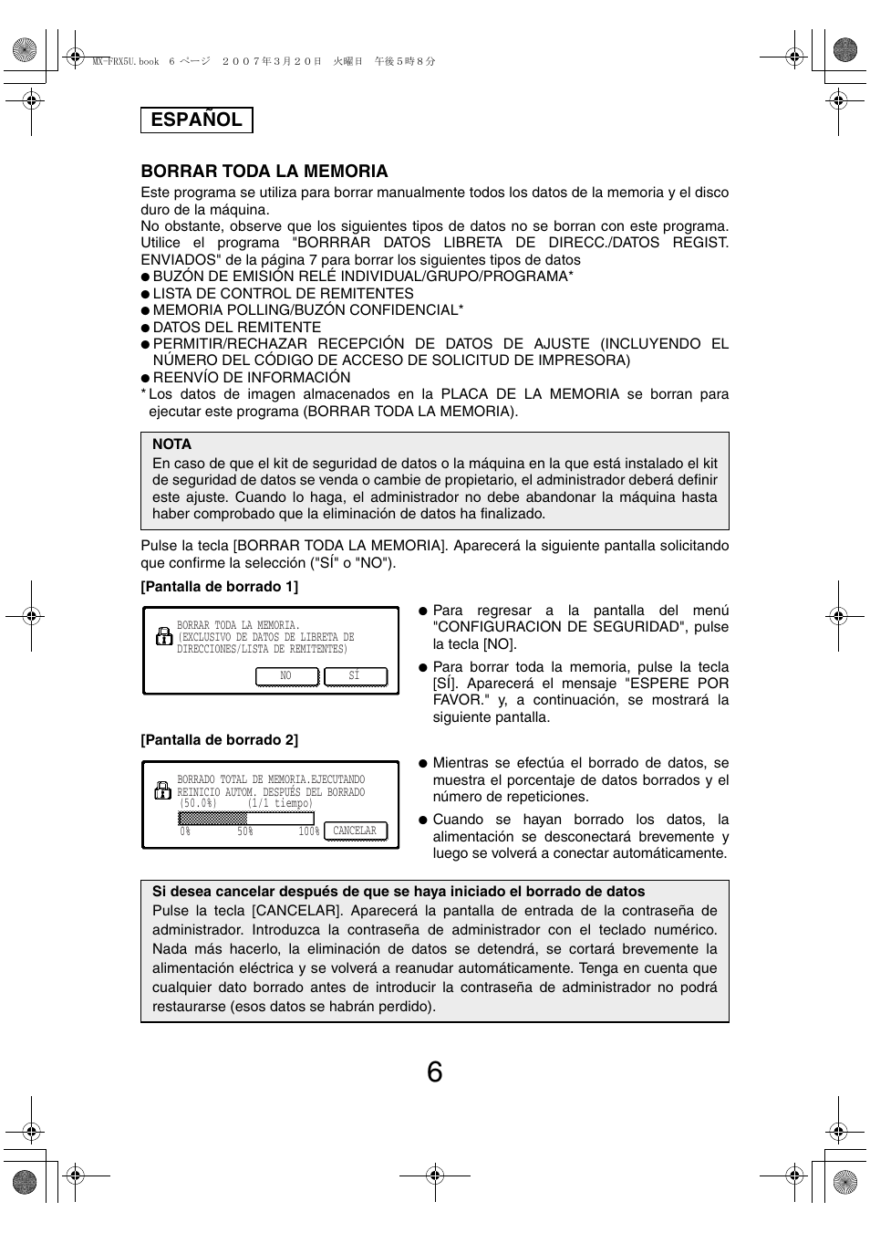 Español | Sharp Funkcja identyfikacji użytkownika User Manual | Page 20 / 184