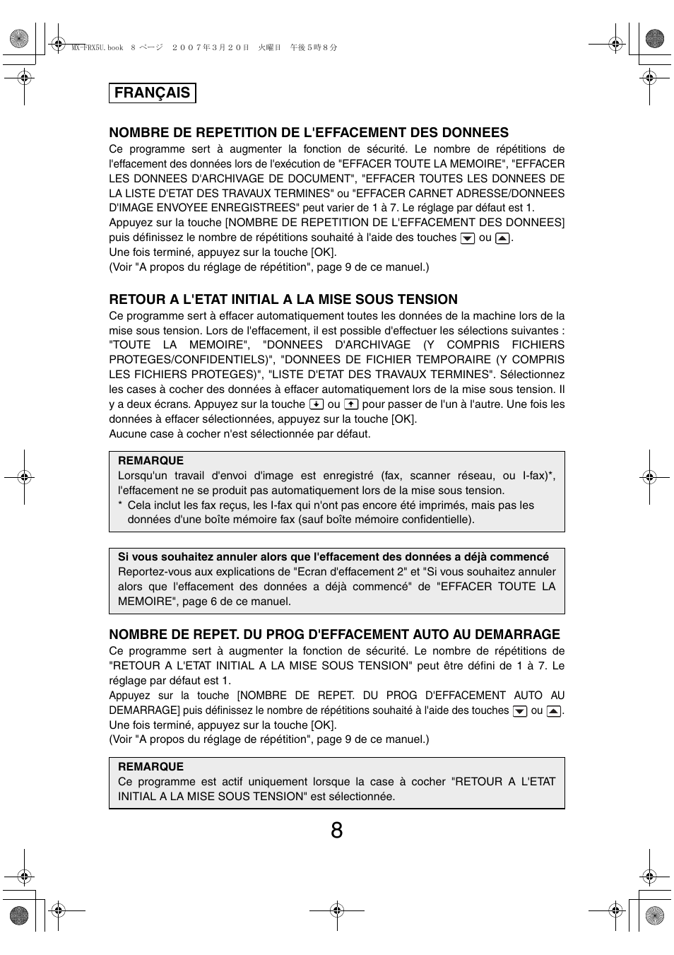 Français | Sharp Funkcja identyfikacji użytkownika User Manual | Page 34 / 184