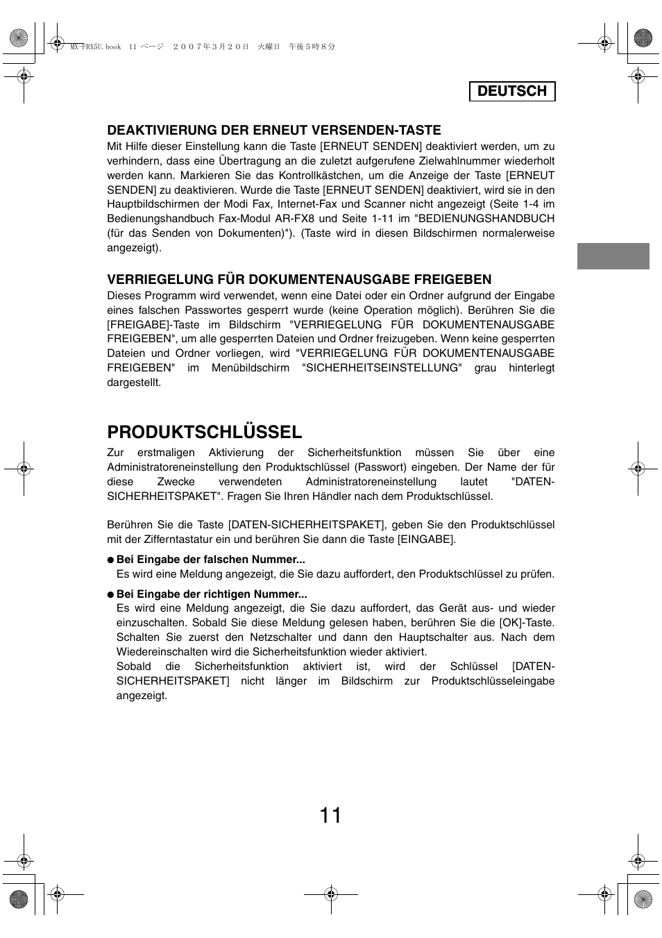 Produktschlüssel | Sharp Funkcja identyfikacji użytkownika User Manual | Page 49 / 184