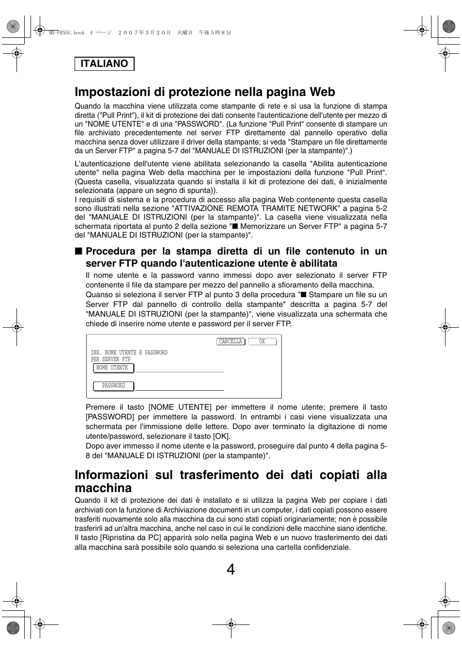 Impostazioni di protezione nella pagina web | Sharp Funkcja identyfikacji użytkownika User Manual | Page 54 / 184