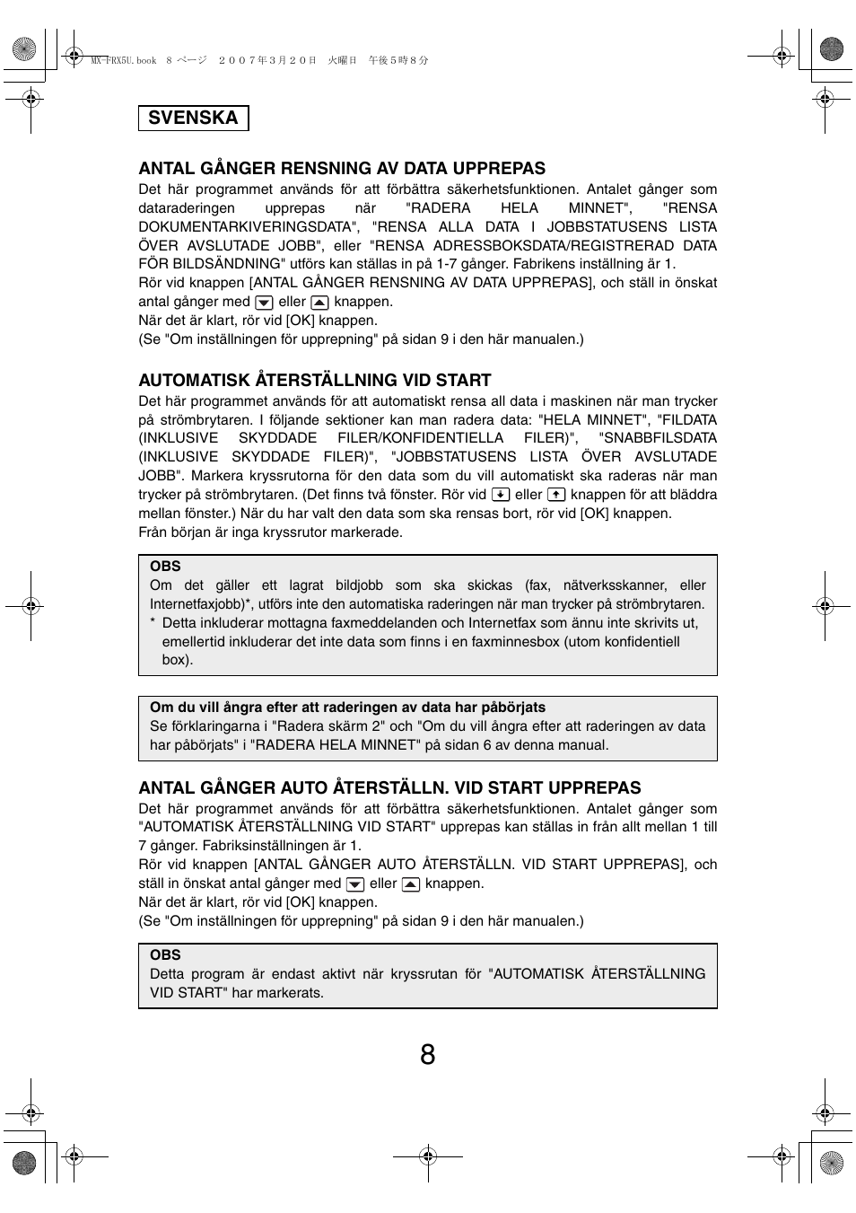 Svenska | Sharp Funkcja identyfikacji użytkownika User Manual | Page 82 / 184