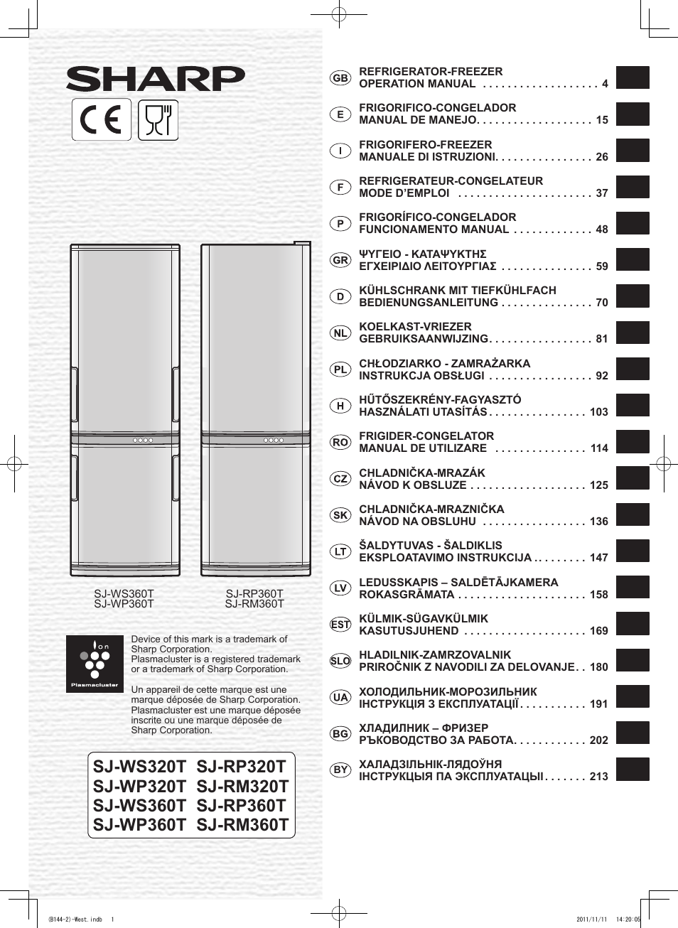Sharp SJ-WP320TBE User Manual | 224 pages