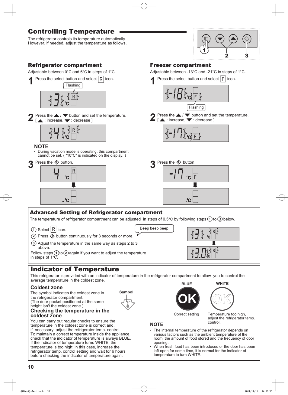 Controlling temperature, Indicator of temperature | Sharp SJ-WP320TBE User Manual | Page 10 / 224