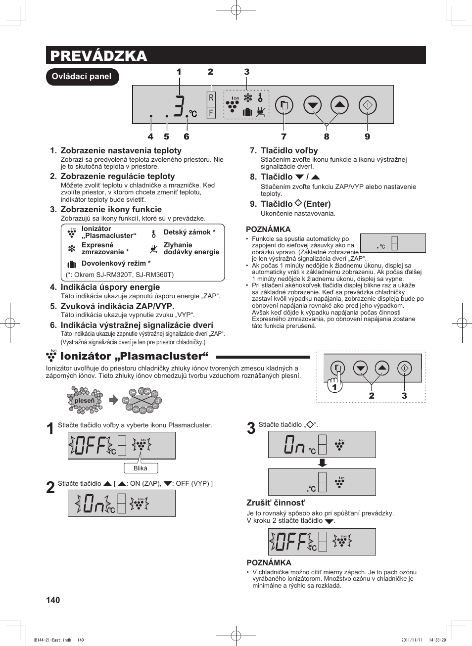 Prevádzka, Ionizátor „plasmacluster | Sharp SJ-WP320TBE User Manual | Page 140 / 224