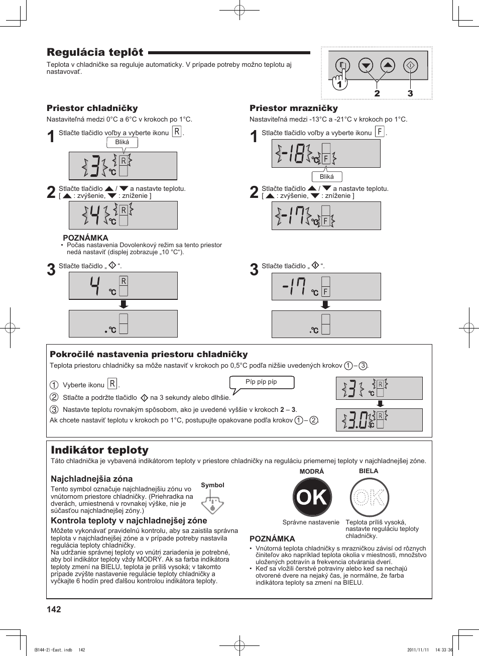 Regulácia teplôt, Indikátor teploty | Sharp SJ-WP320TBE User Manual | Page 142 / 224