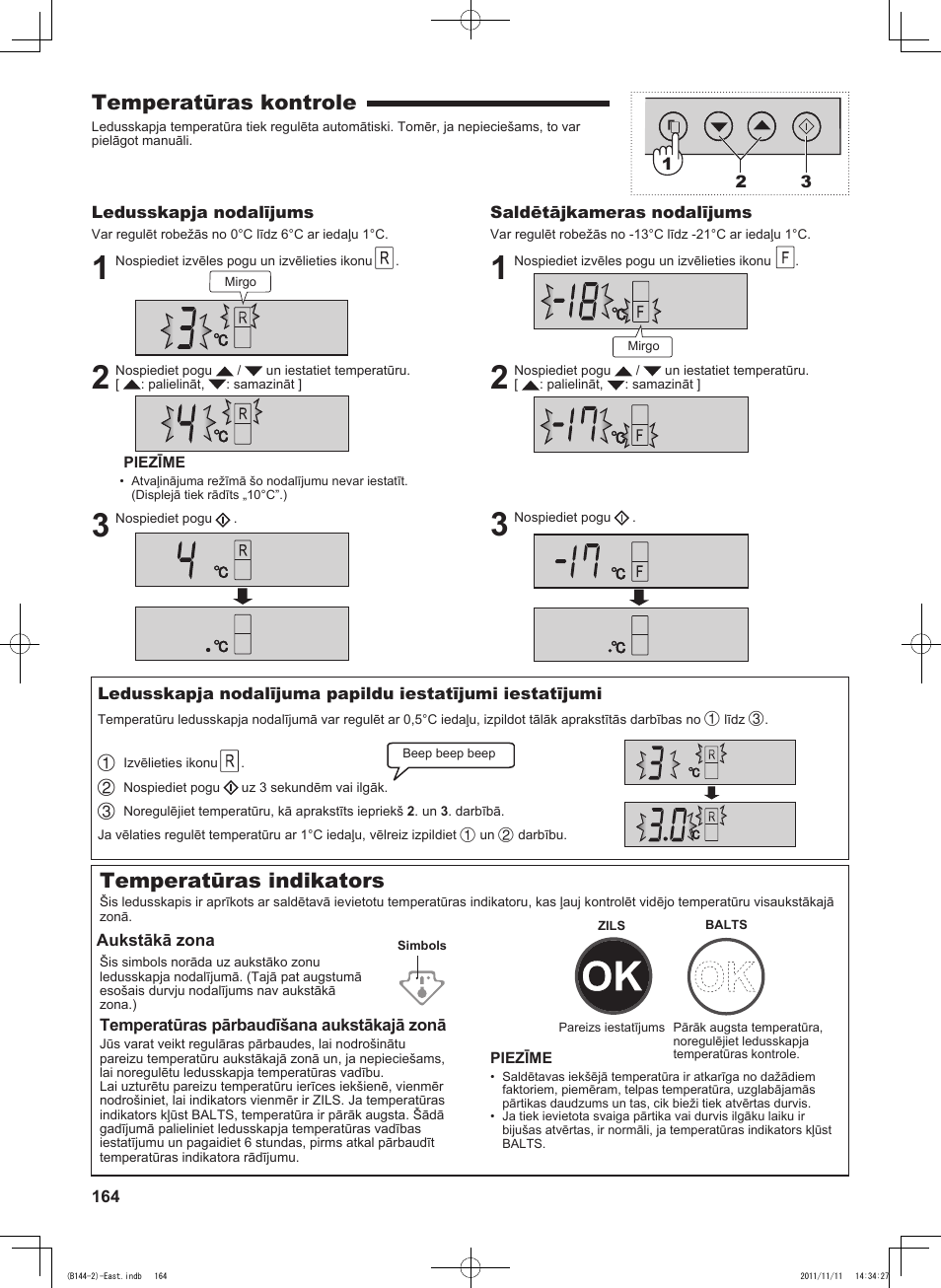 Temperatūras kontrole, Temperatūras indikators | Sharp SJ-WP320TBE User Manual | Page 164 / 224
