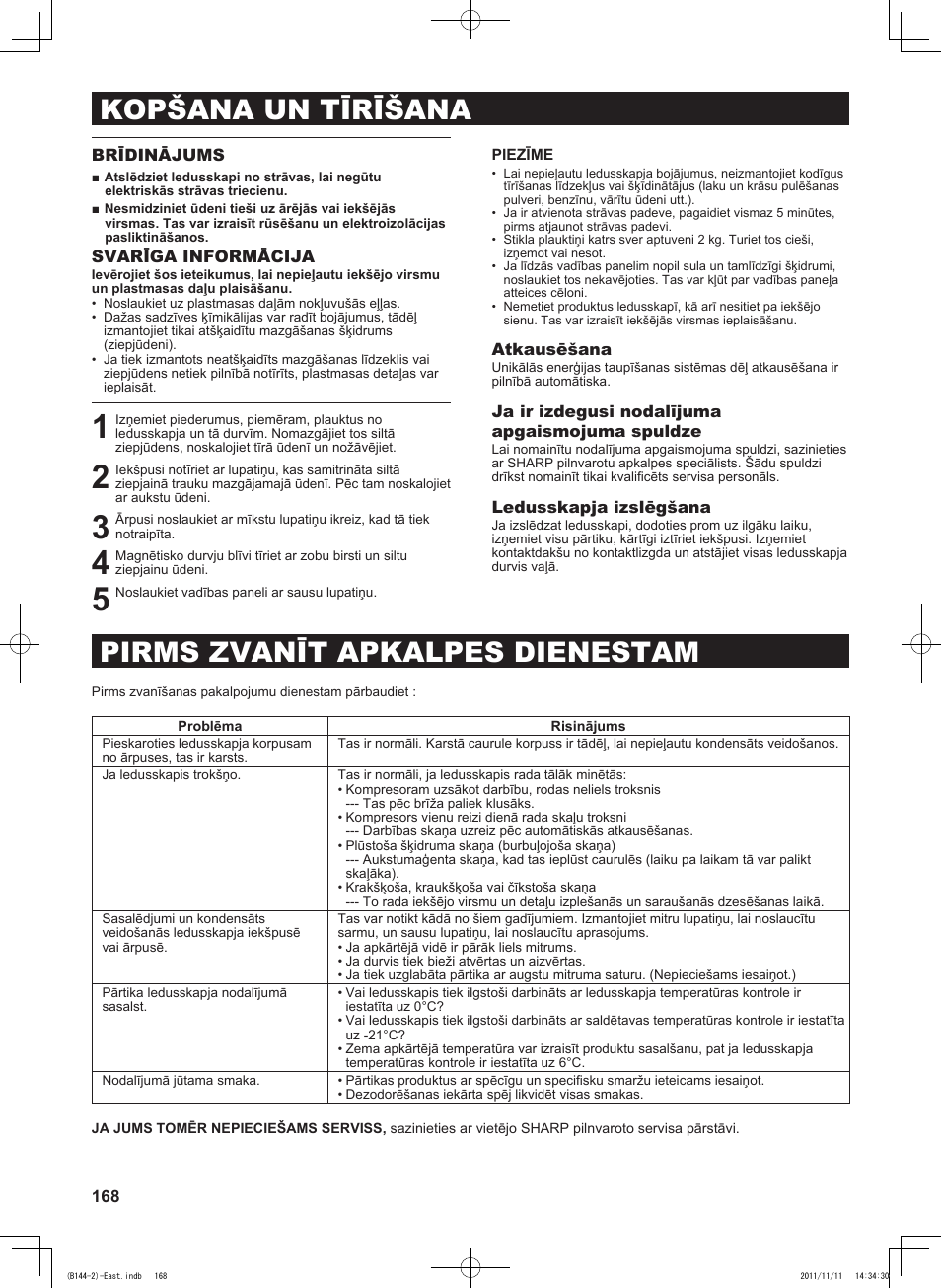 Sharp SJ-WP320TBE User Manual | Page 168 / 224