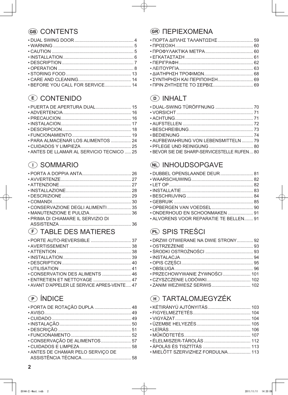 Sharp SJ-WP320TBE User Manual | Page 2 / 224