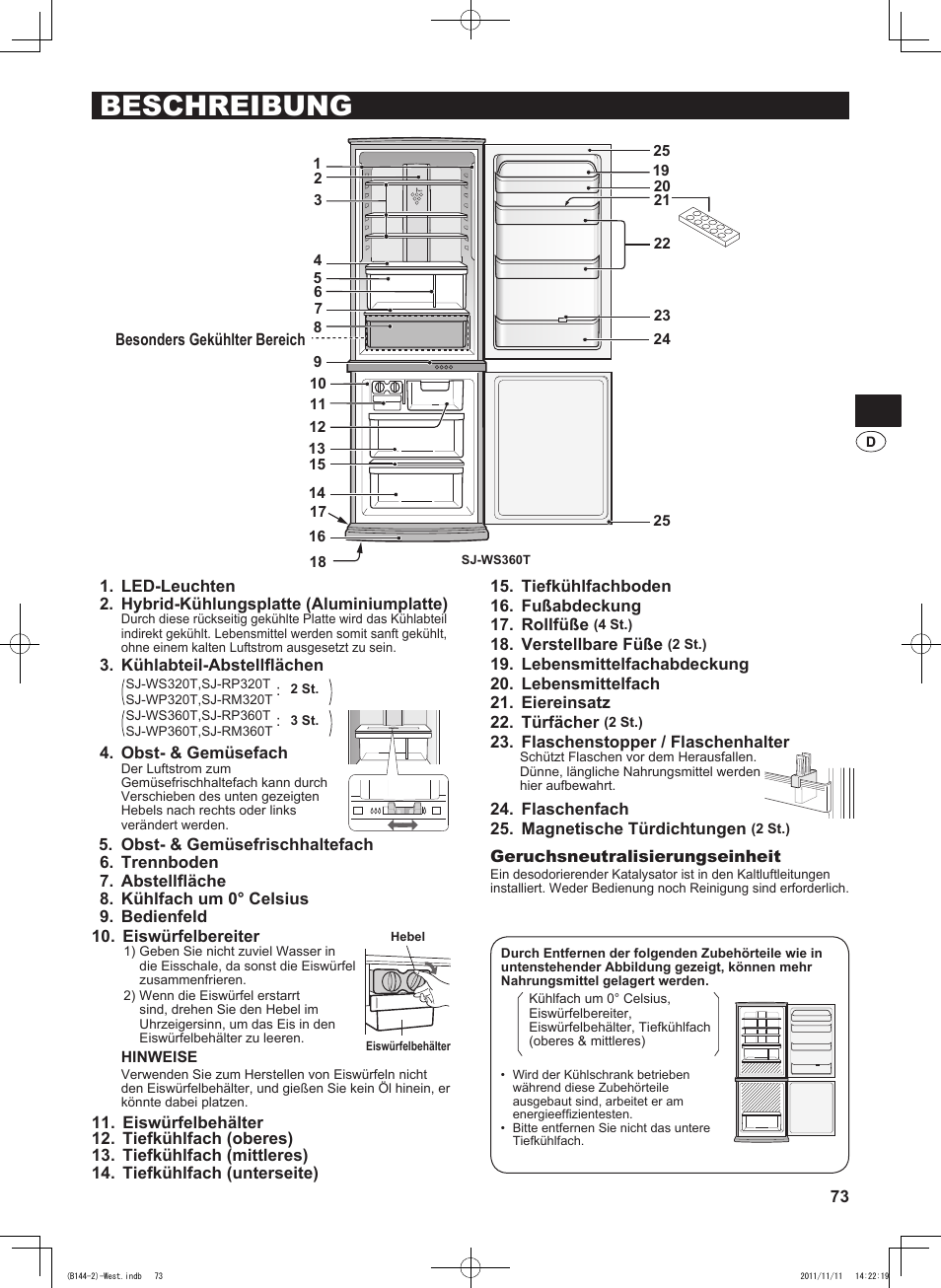 Beschreibung | Sharp SJ-WP320TBE User Manual | Page 73 / 224