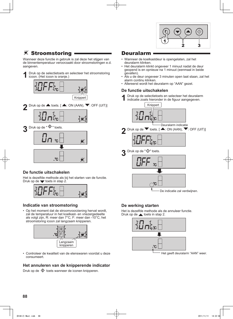 Deuralarm, Stroomstoring | Sharp SJ-WP320TBE User Manual | Page 88 / 224