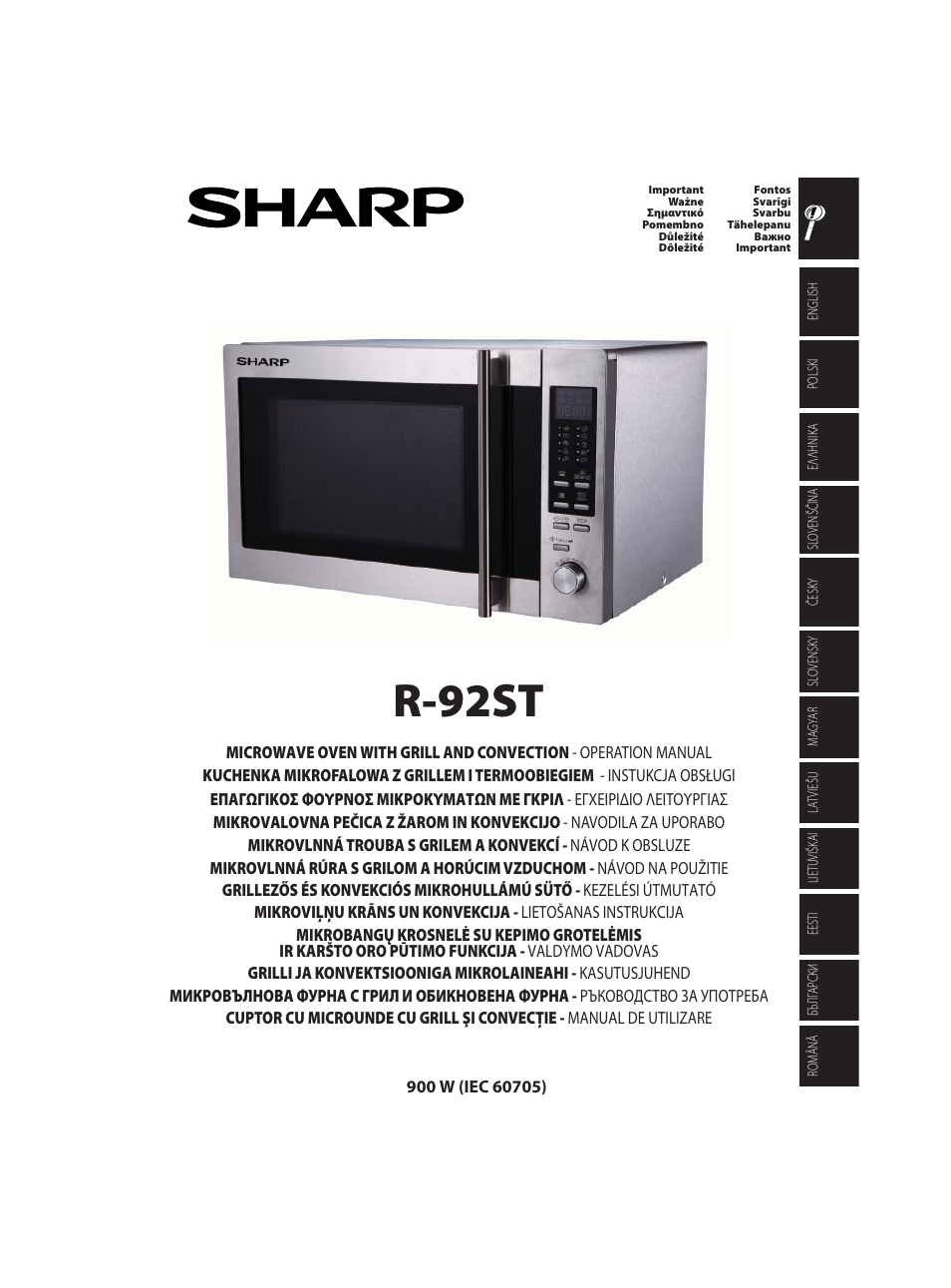 Sharp R-92STE User Manual | 316 pages