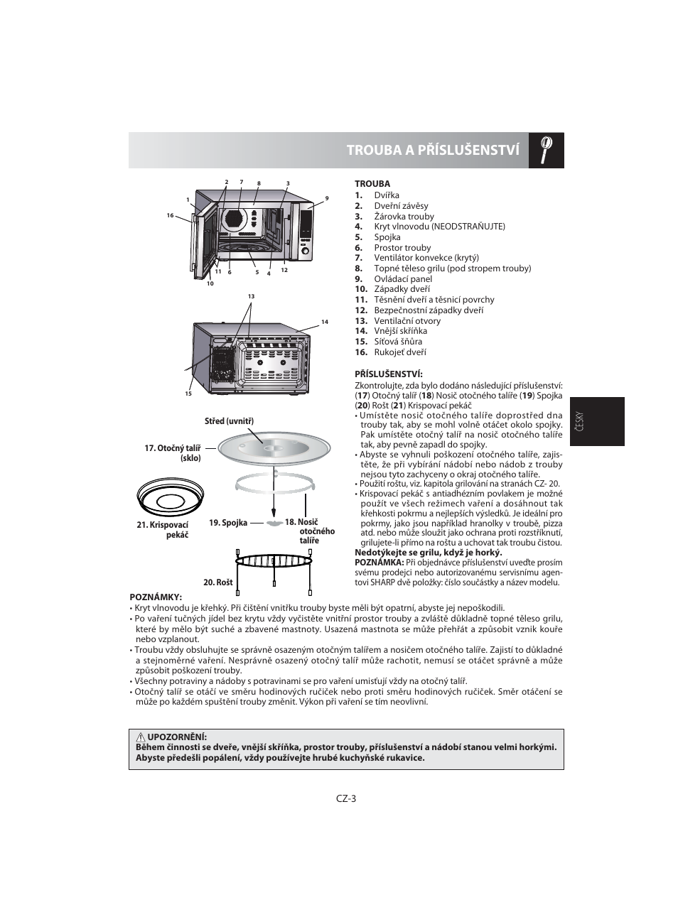 Trouba a příslušenství | Sharp R-92STE User Manual | Page 109 / 316