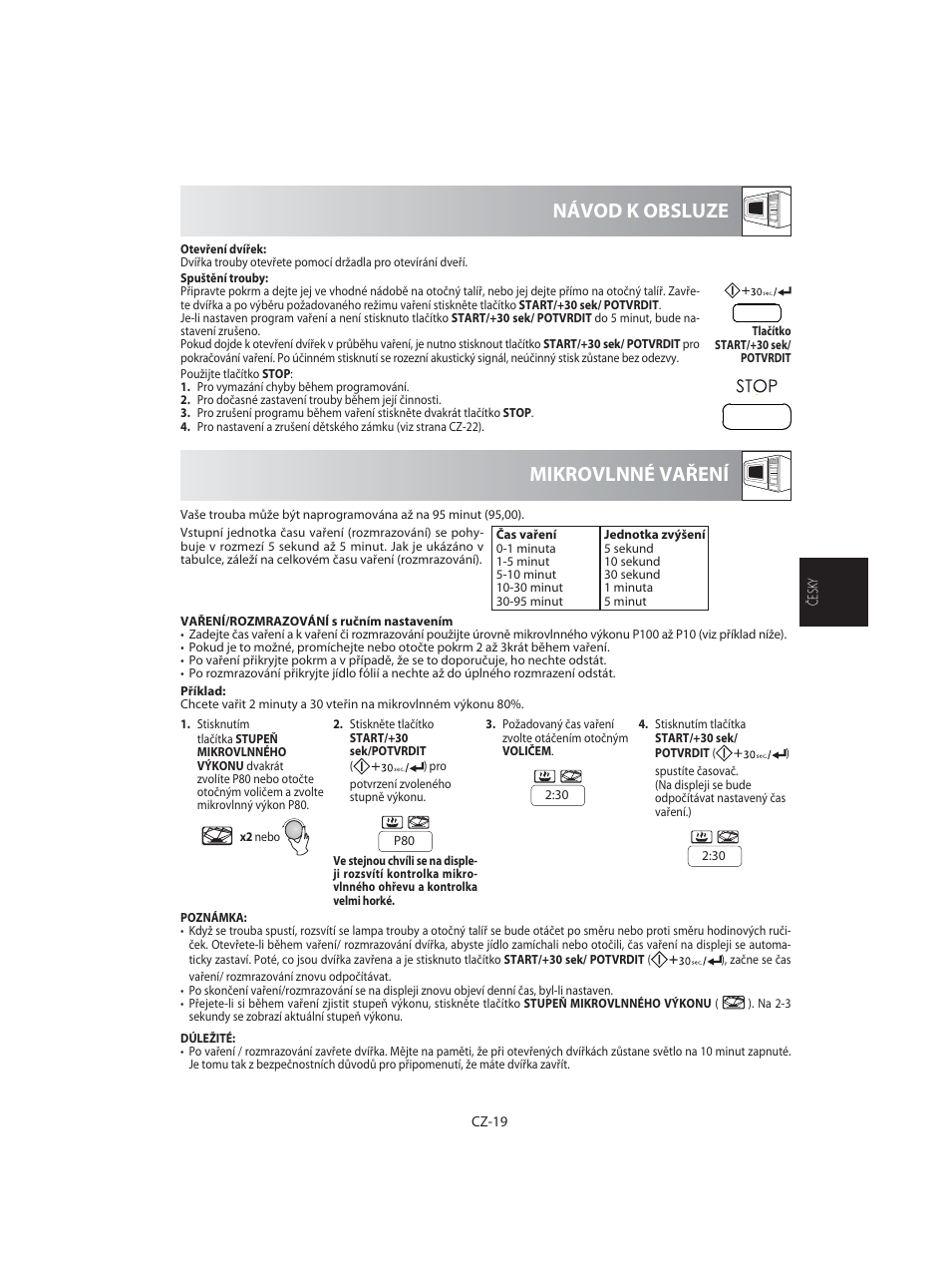 Mikrovlnné vaření návod k obsluze | Sharp R-92STE User Manual | Page 125 / 316