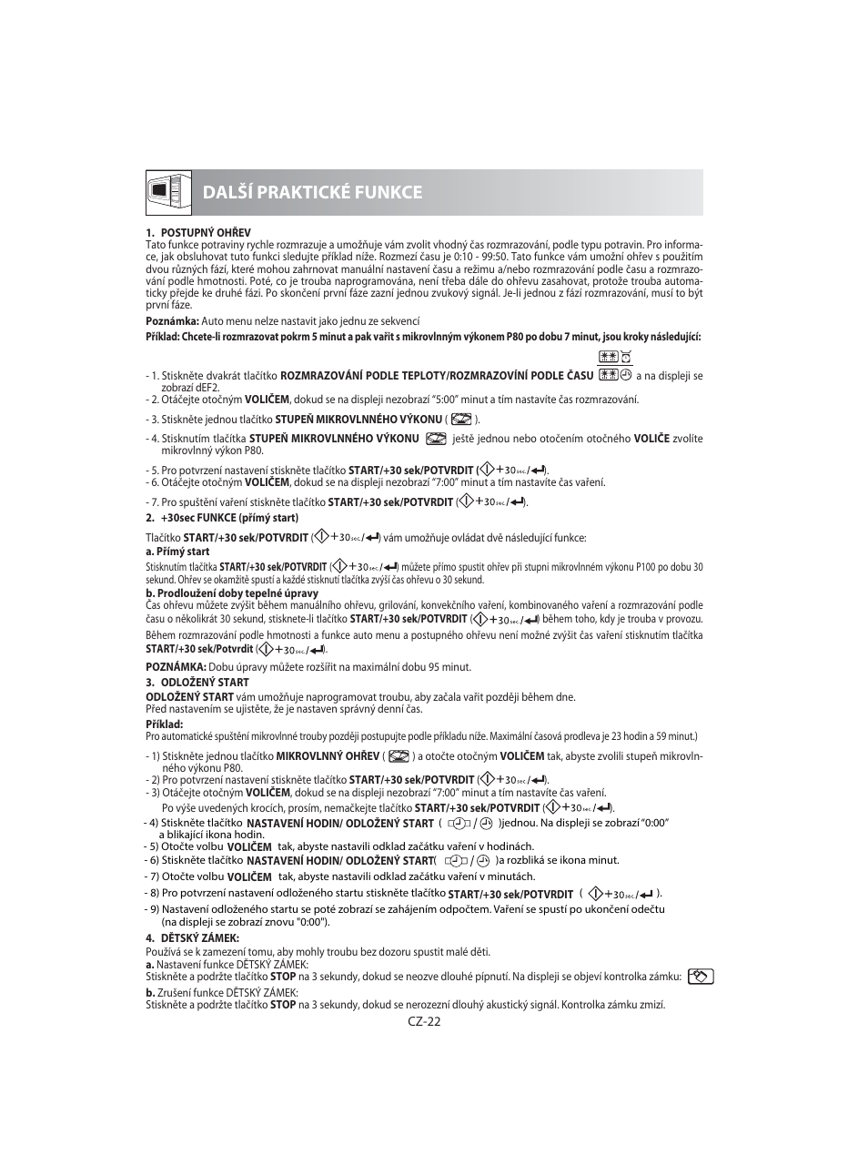 Další praktické funkce | Sharp R-92STE User Manual | Page 128 / 316