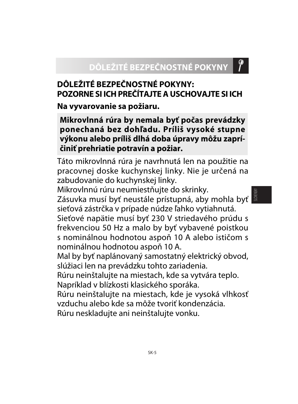 Dôležité bezpečnostné pokyny | Sharp R-92STE User Manual | Page 137 / 316