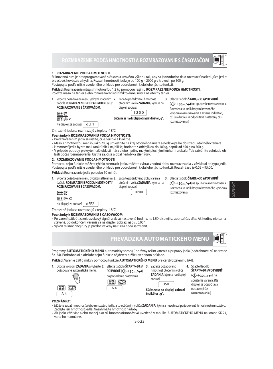 Prevádzka automatického menu | Sharp R-92STE User Manual | Page 155 / 316