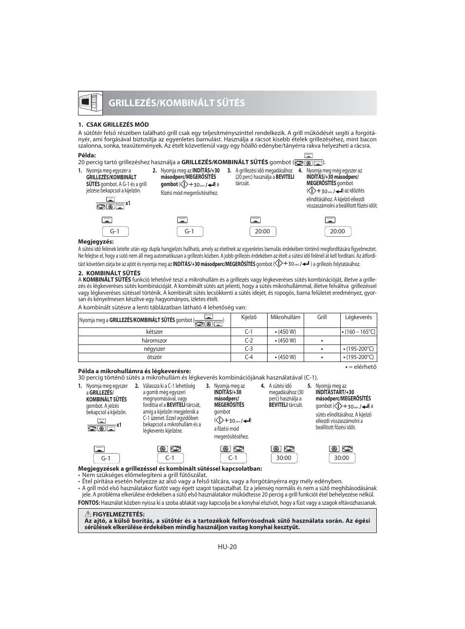 Grillezés/kombinált sütés | Sharp R-92STE User Manual | Page 178 / 316