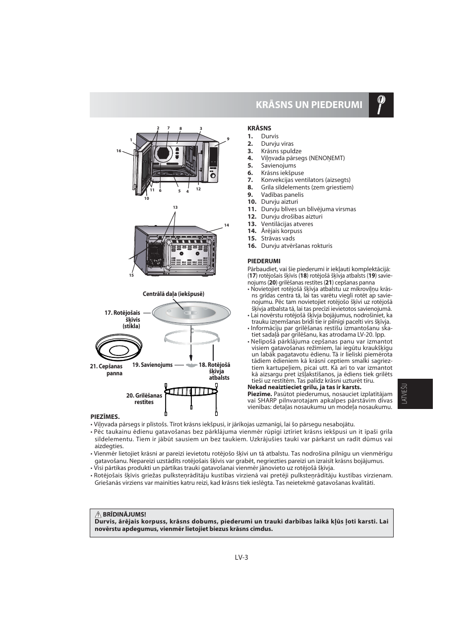 Krāsns un piederumi | Sharp R-92STE User Manual | Page 187 / 316