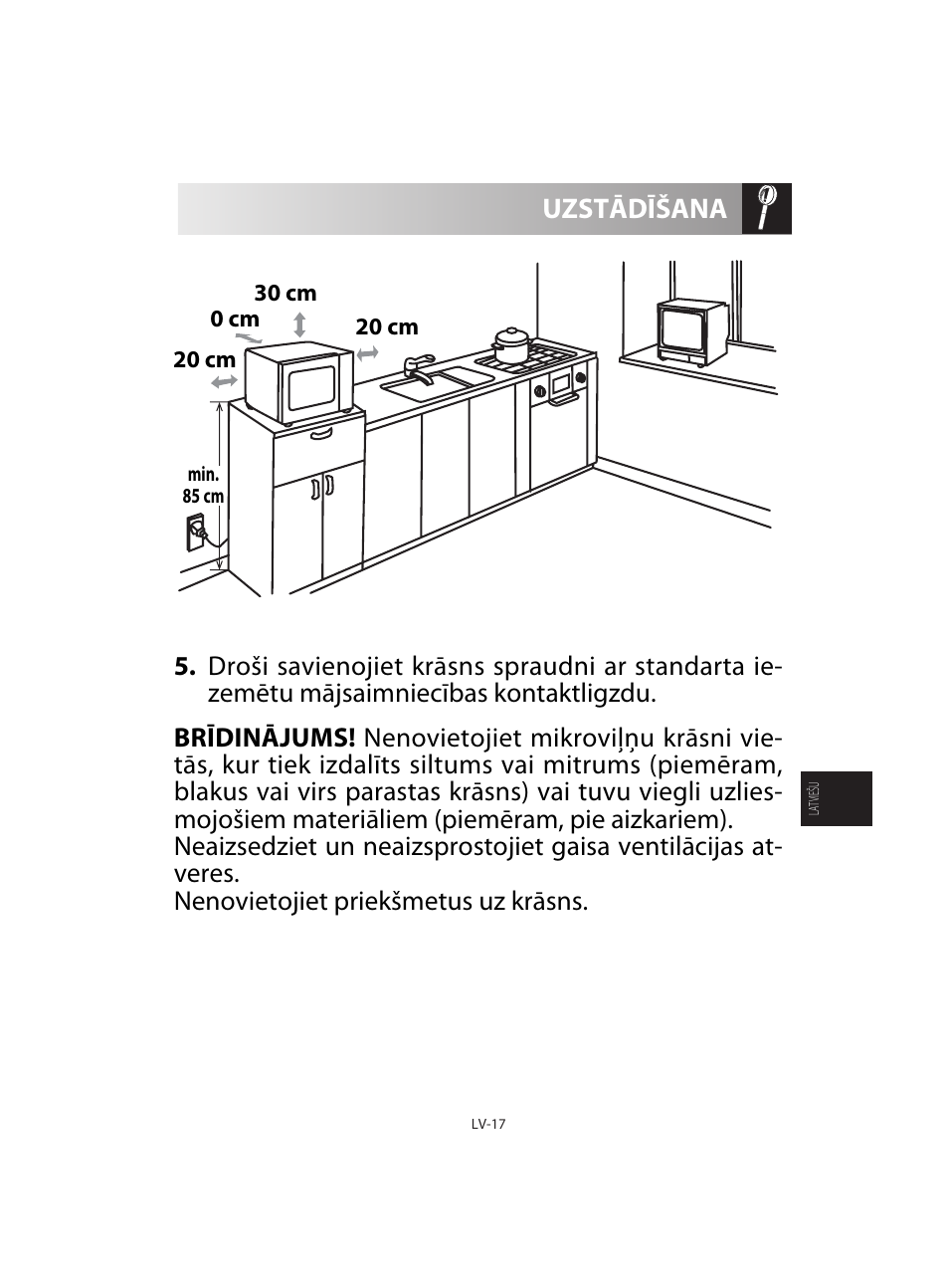 Uzstādīšana | Sharp R-92STE User Manual | Page 201 / 316