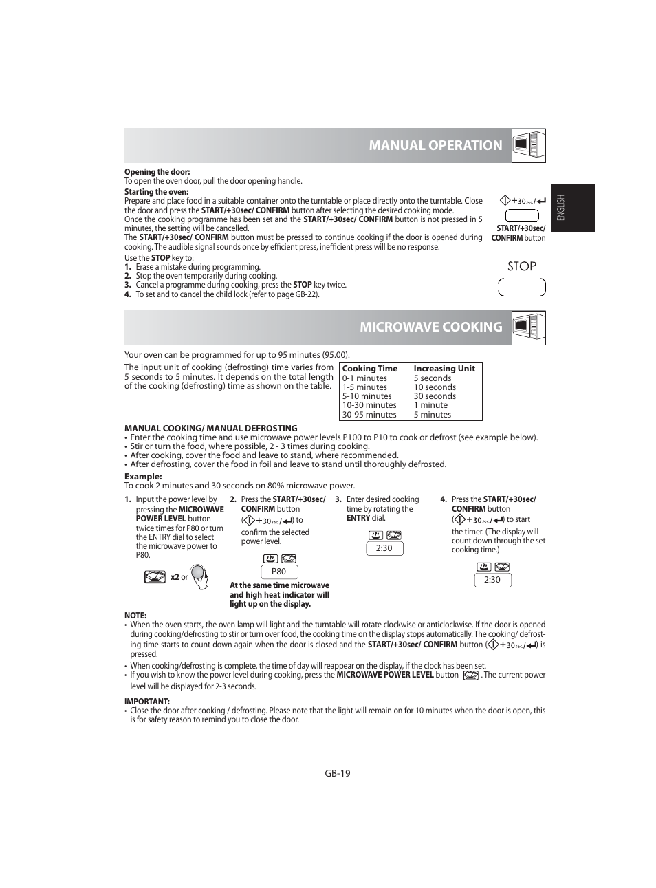 Microwave cooking manual operation | Sharp R-92STE User Manual | Page 21 / 316