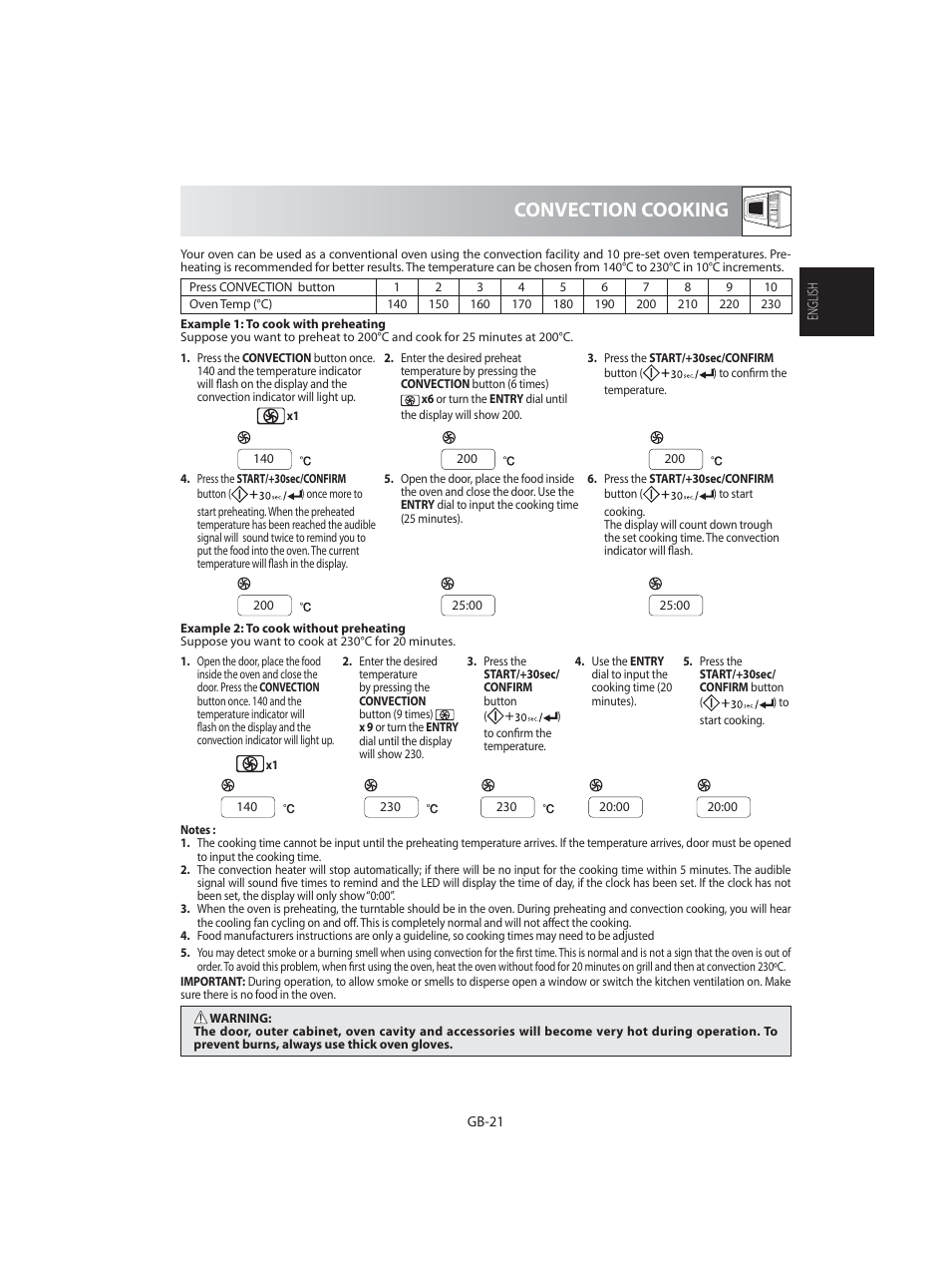 Convection cooking | Sharp R-92STE User Manual | Page 23 / 316