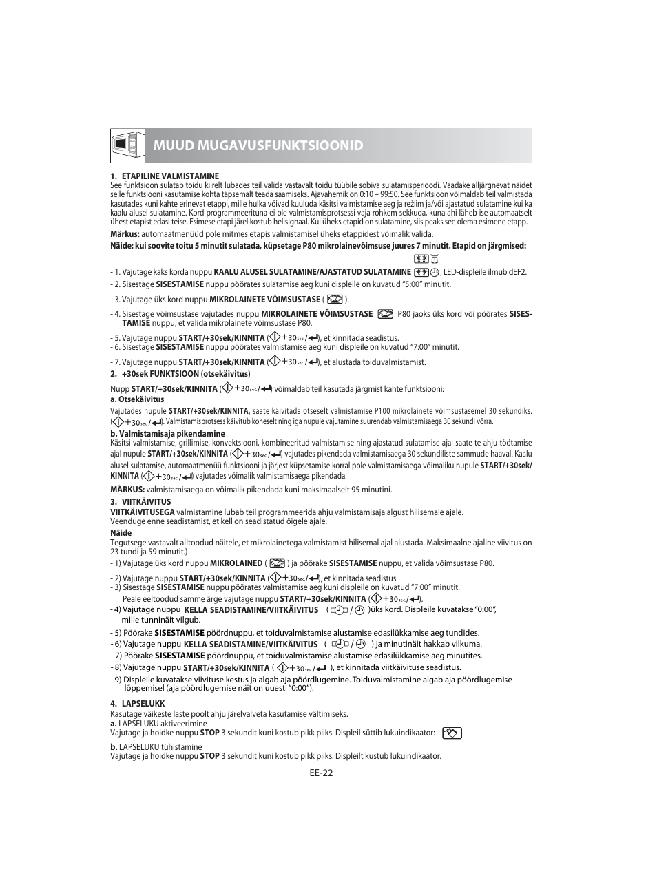 Muud mugavusfunktsioonid | Sharp R-92STE User Manual | Page 258 / 316