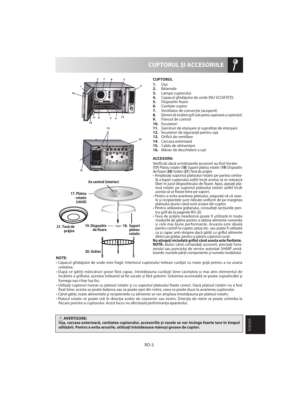 Cuptorul şi accesoriile | Sharp R-92STE User Manual | Page 291 / 316