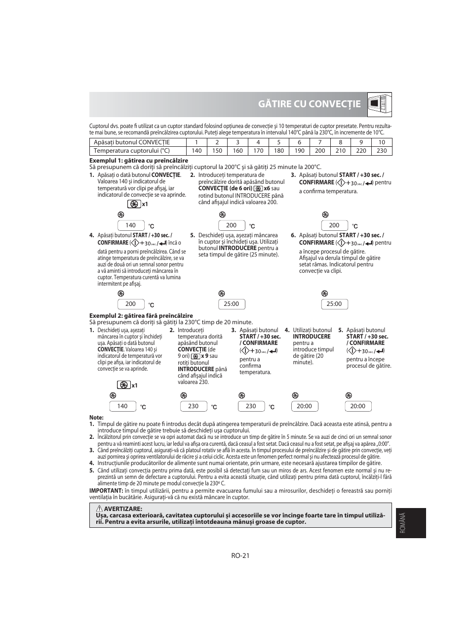 Gătire cu convecţie | Sharp R-92STE User Manual | Page 309 / 316
