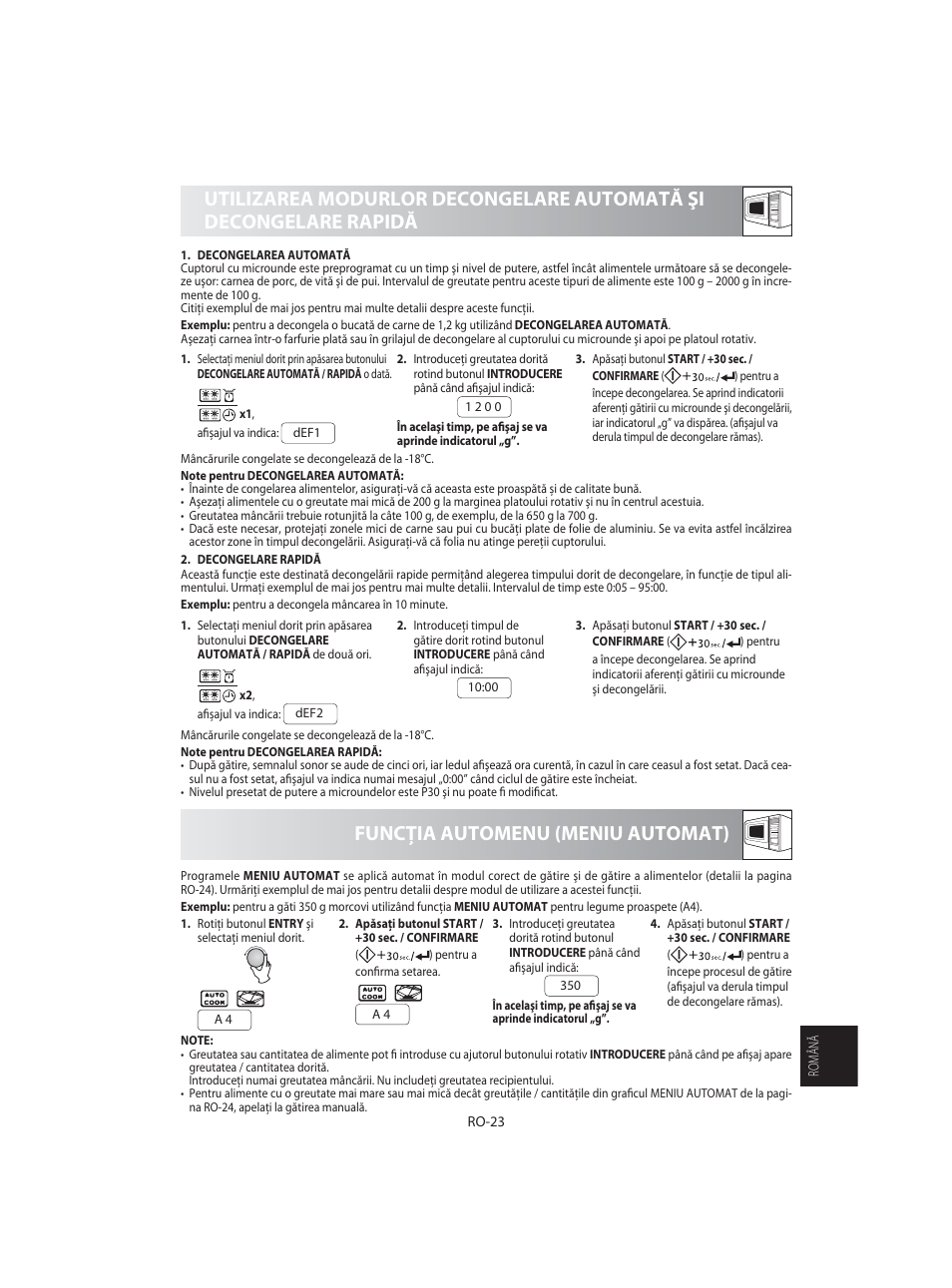 Funcţia automenu (meniu automat) | Sharp R-92STE User Manual | Page 311 / 316