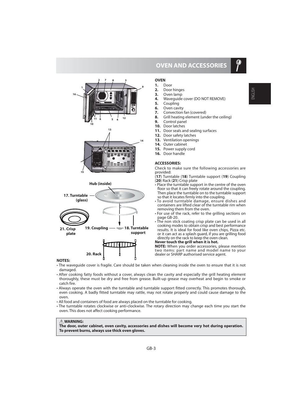 Oven and accessories | Sharp R-92STE User Manual | Page 5 / 316