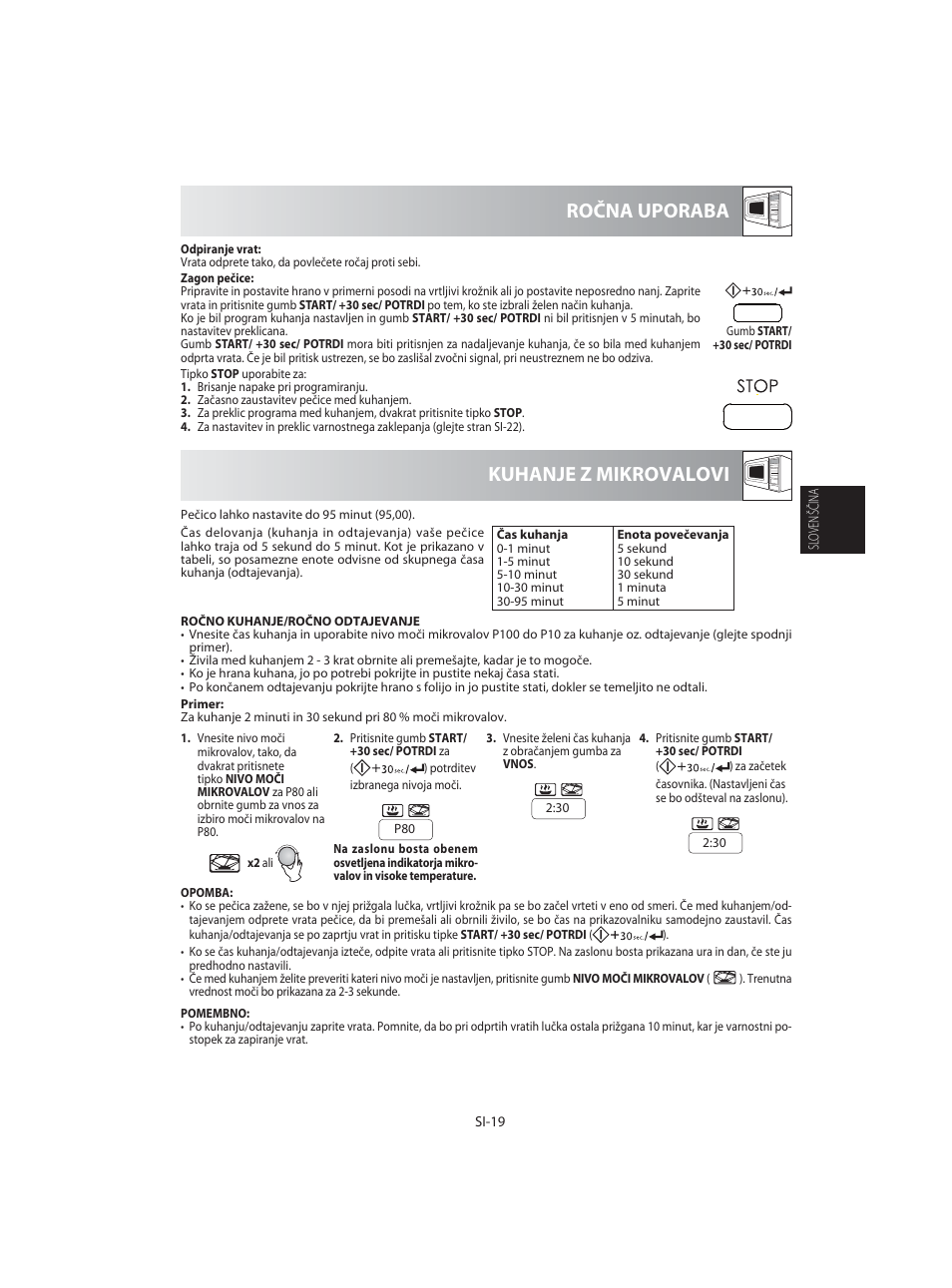 Kuhanje z mikrovalovi ročna uporaba | Sharp R-92STE User Manual | Page 99 / 316