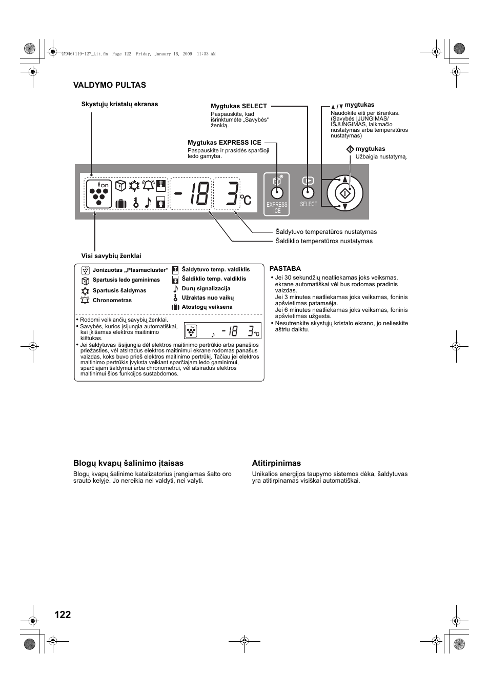 Valdymo pultas | Sharp SJ-F800SPBK User Manual | Page 122 / 173