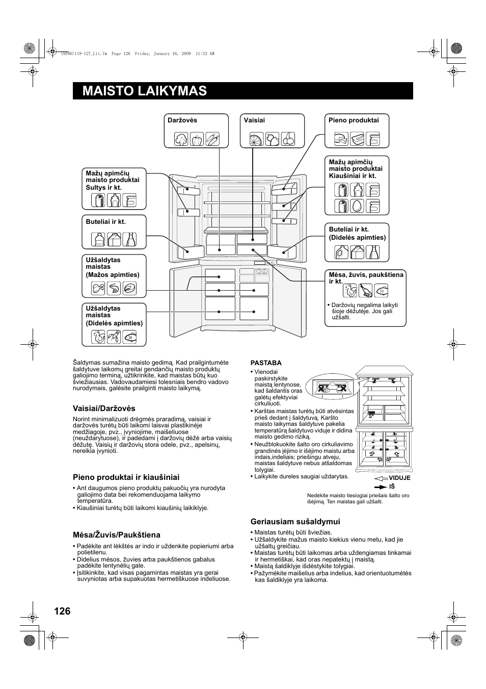 Maisto laikymas | Sharp SJ-F800SPBK User Manual | Page 126 / 173