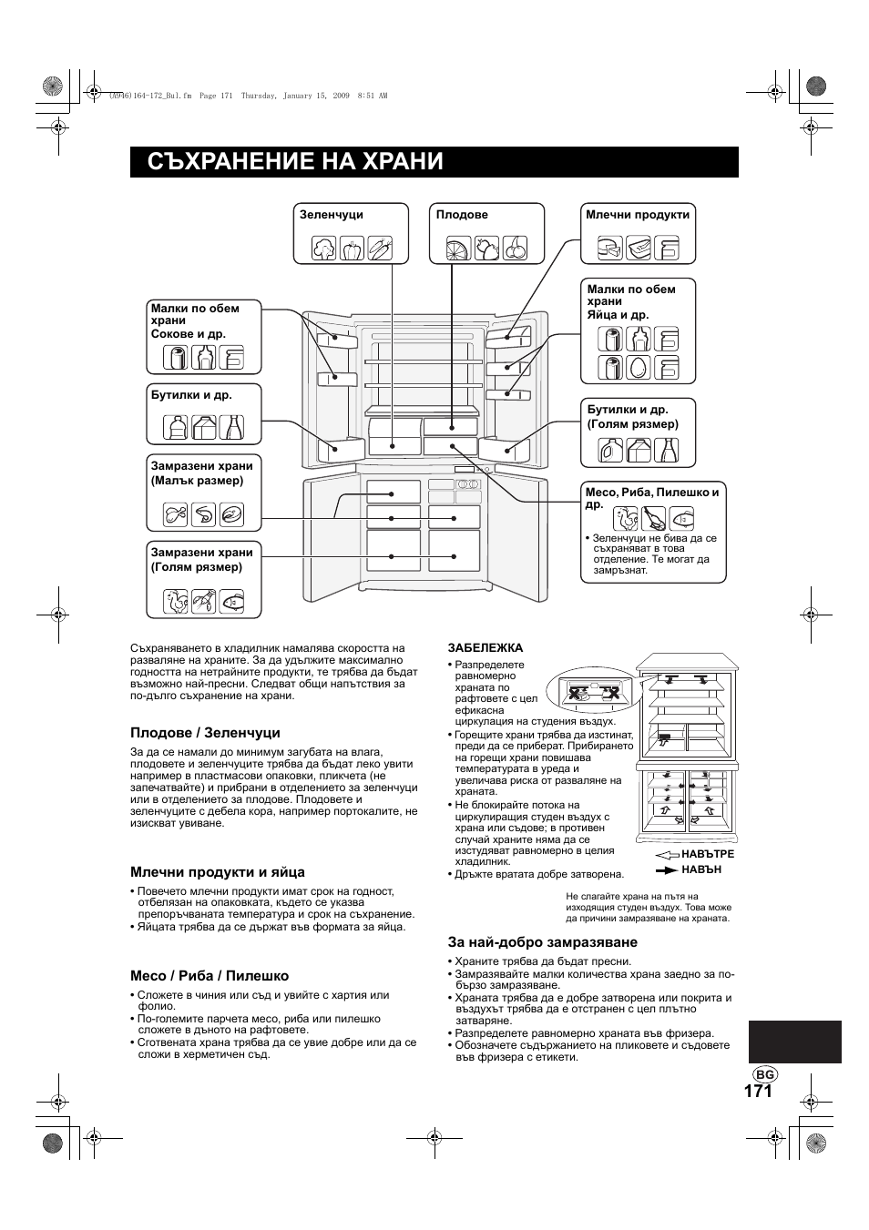 Съхранение на храни | Sharp SJ-F800SPBK User Manual | Page 171 / 173