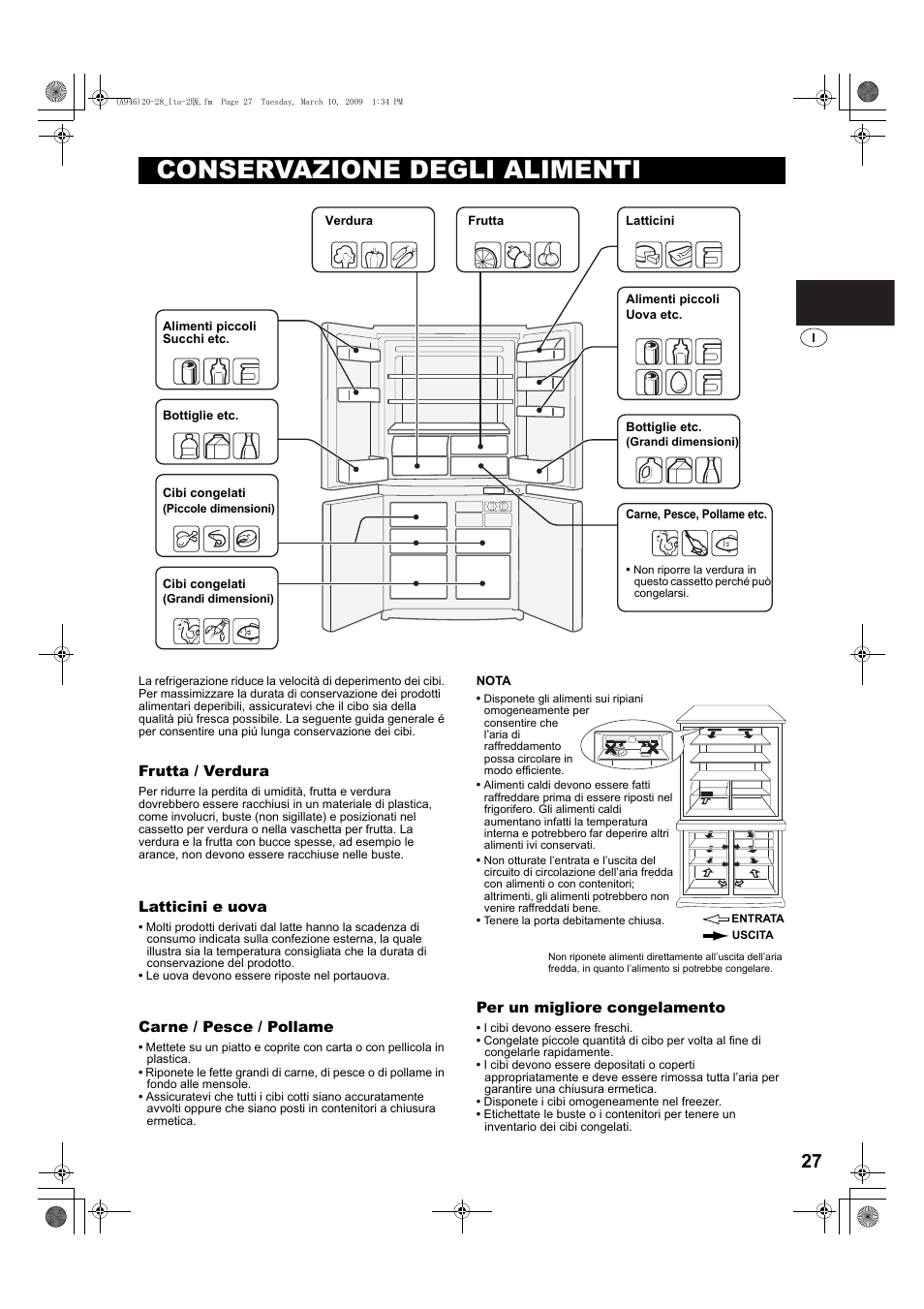 Conservazione degli alimenti | Sharp SJ-F800SPBK User Manual | Page 27 / 173