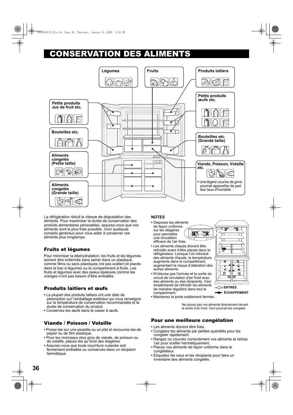 Conservation des aliments | Sharp SJ-F800SPBK User Manual | Page 36 / 173