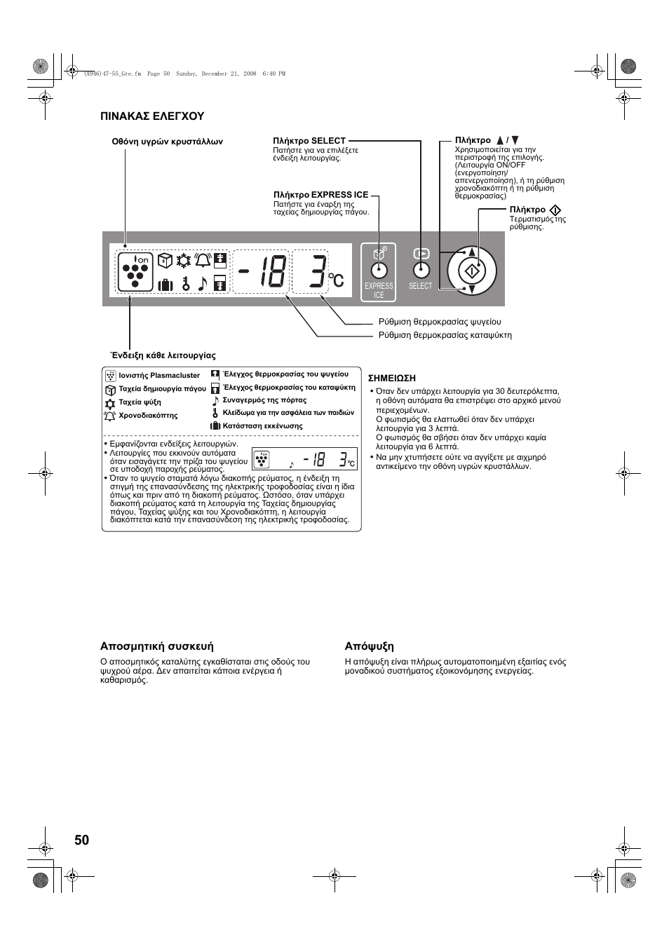 Гйнбкбу елег°пх | Sharp SJ-F800SPBK User Manual | Page 50 / 173