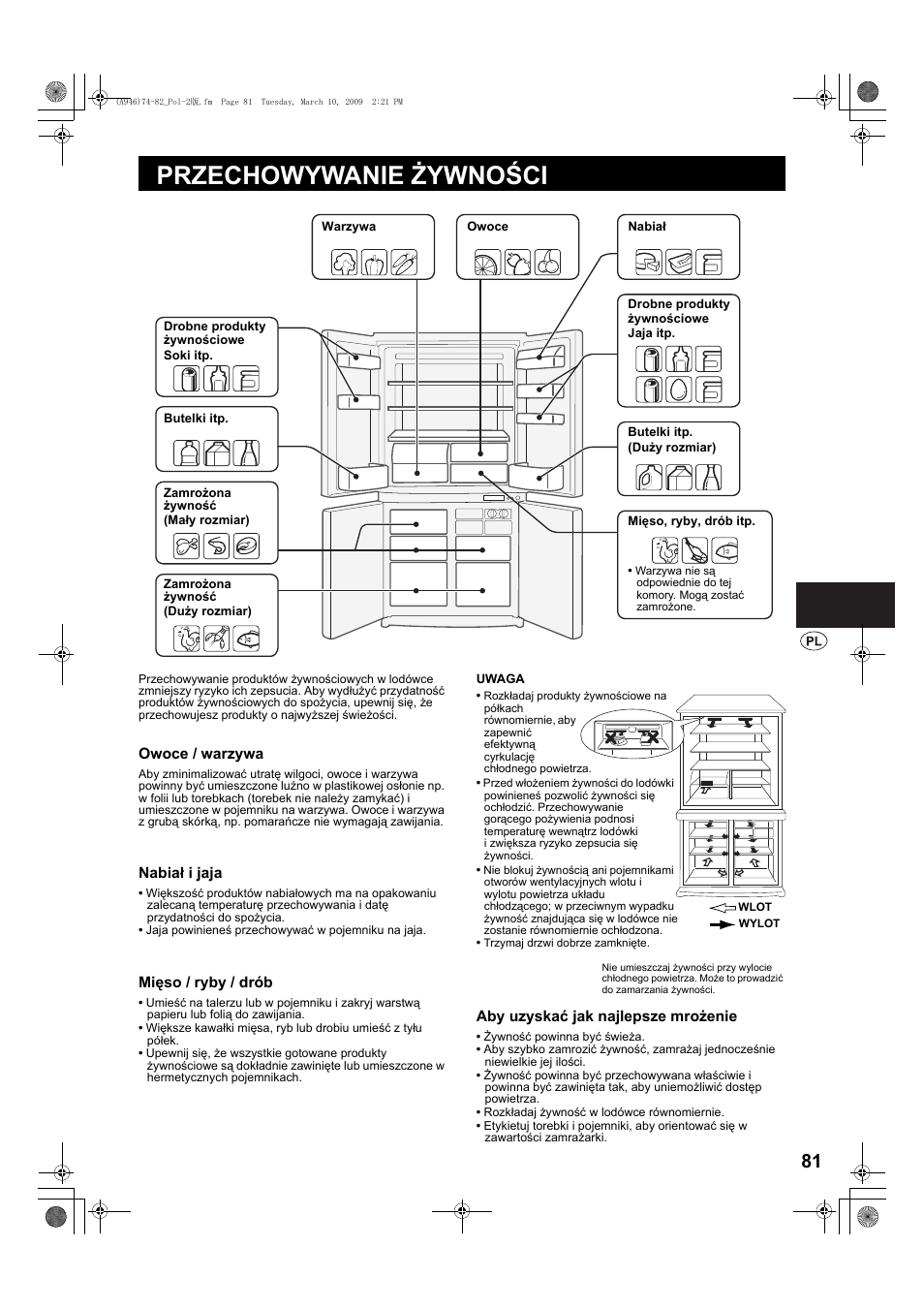 Przechowywanie żywności | Sharp SJ-F800SPBK User Manual | Page 81 / 173