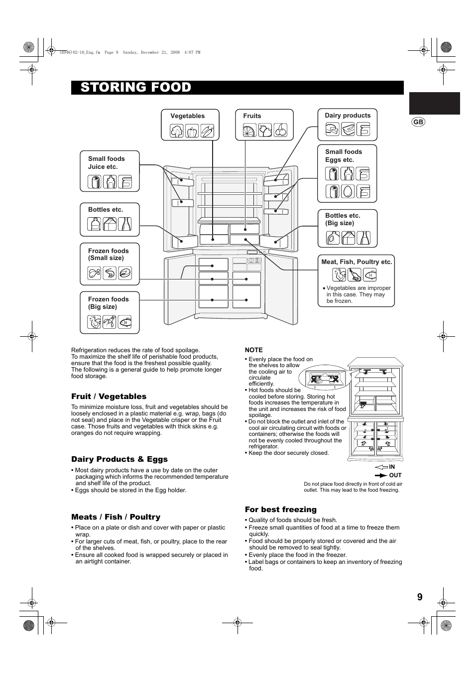 Storing food | Sharp SJ-F800SPBK User Manual | Page 9 / 173