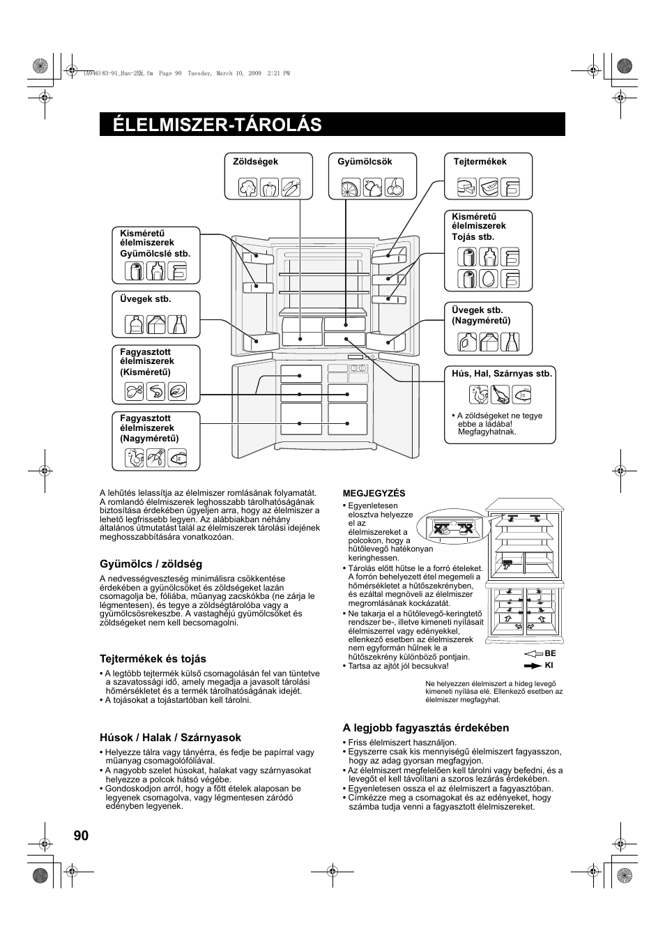 Élelmiszer-tárolás | Sharp SJ-F800SPBK User Manual | Page 90 / 173