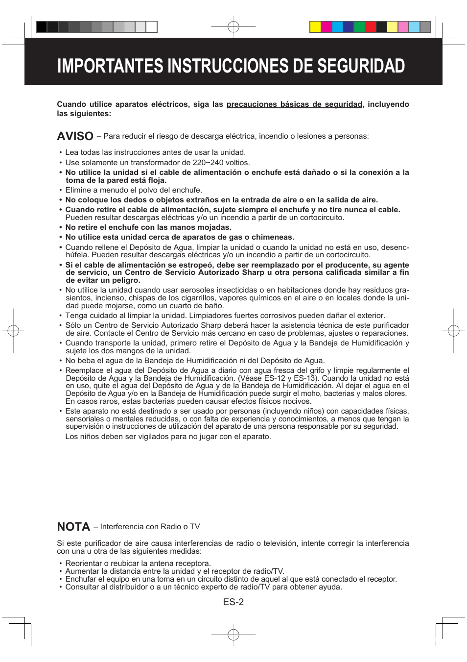 Importantes instrucciones de seguridad, Aviso, Nota | Sharp KC-860E User Manual | Page 104 / 264