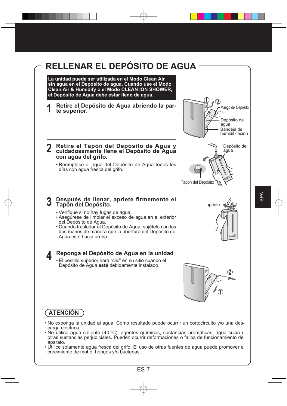 Rellenar el depósito de agua | Sharp KC-860E User Manual | Page 109 / 264