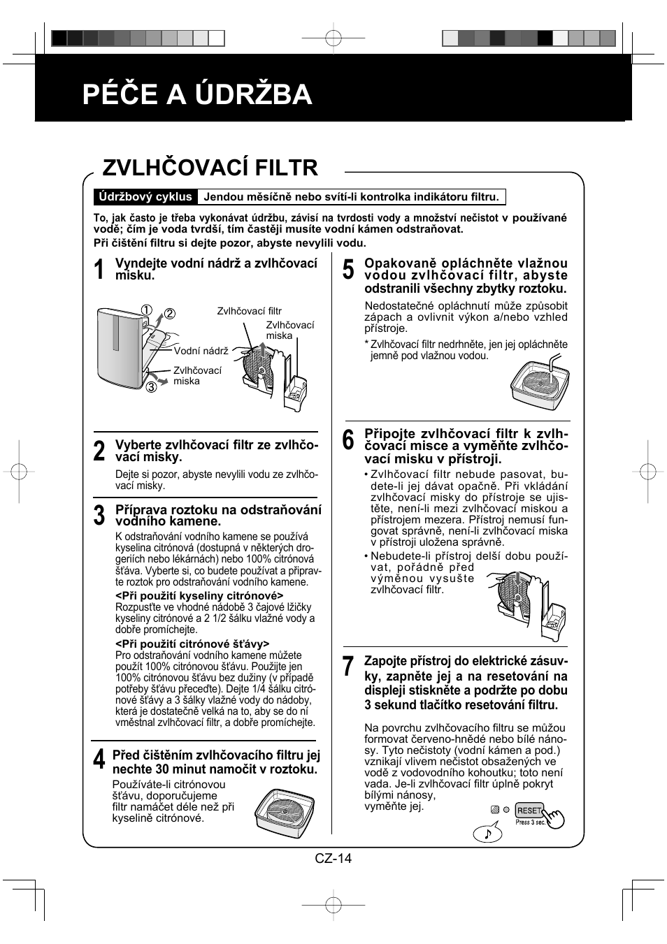 Péče a údržba, Zvlhčovací filtr | Sharp KC-860E User Manual | Page 158 / 264