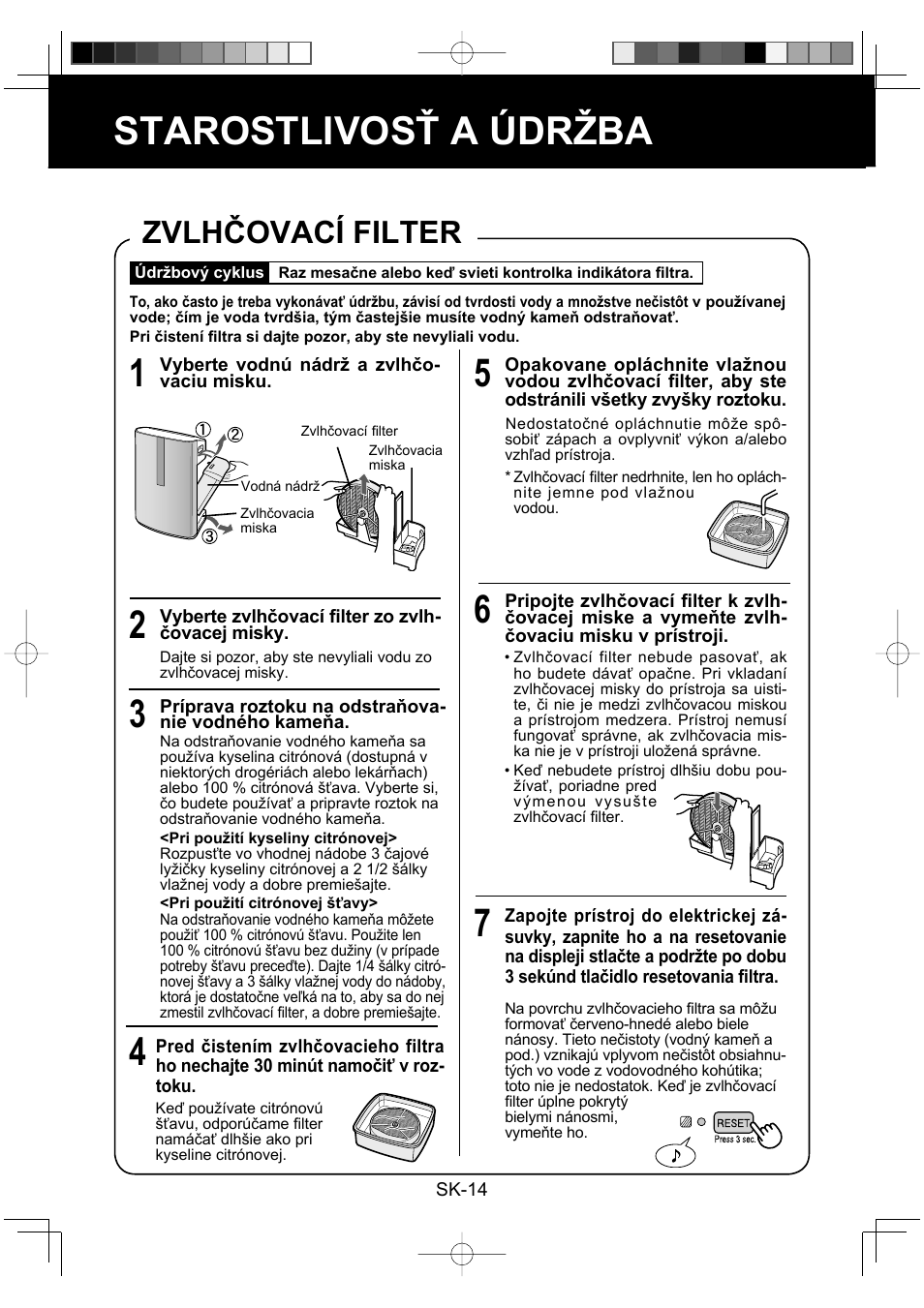 Starostlivosť a údržba, Zvlhčovací filter | Sharp KC-860E User Manual | Page 178 / 264