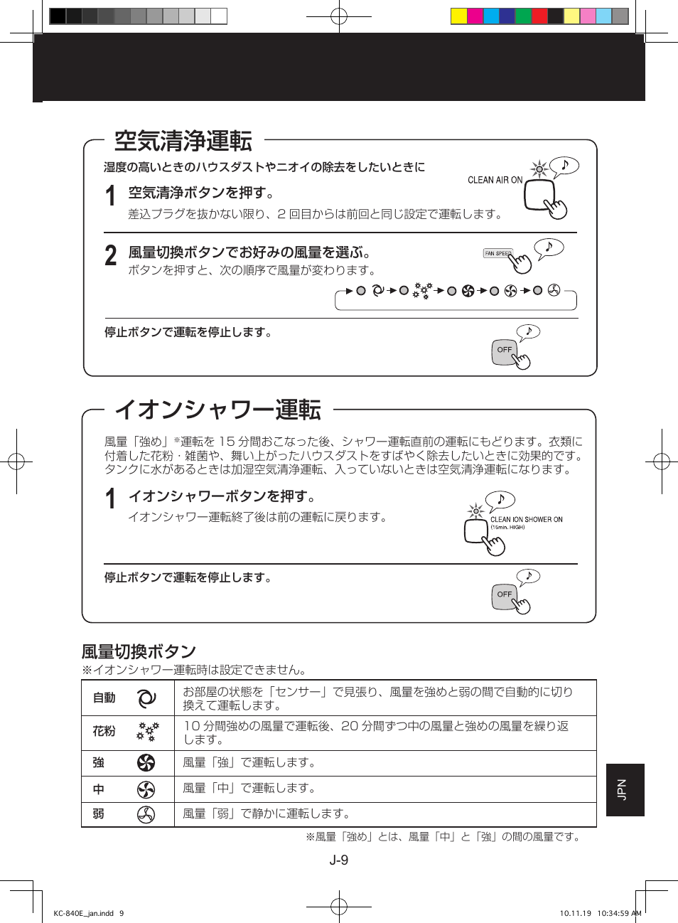 空気清浄運転, イオンシャワー運転 | Sharp KC-860E User Manual | Page 233 / 264