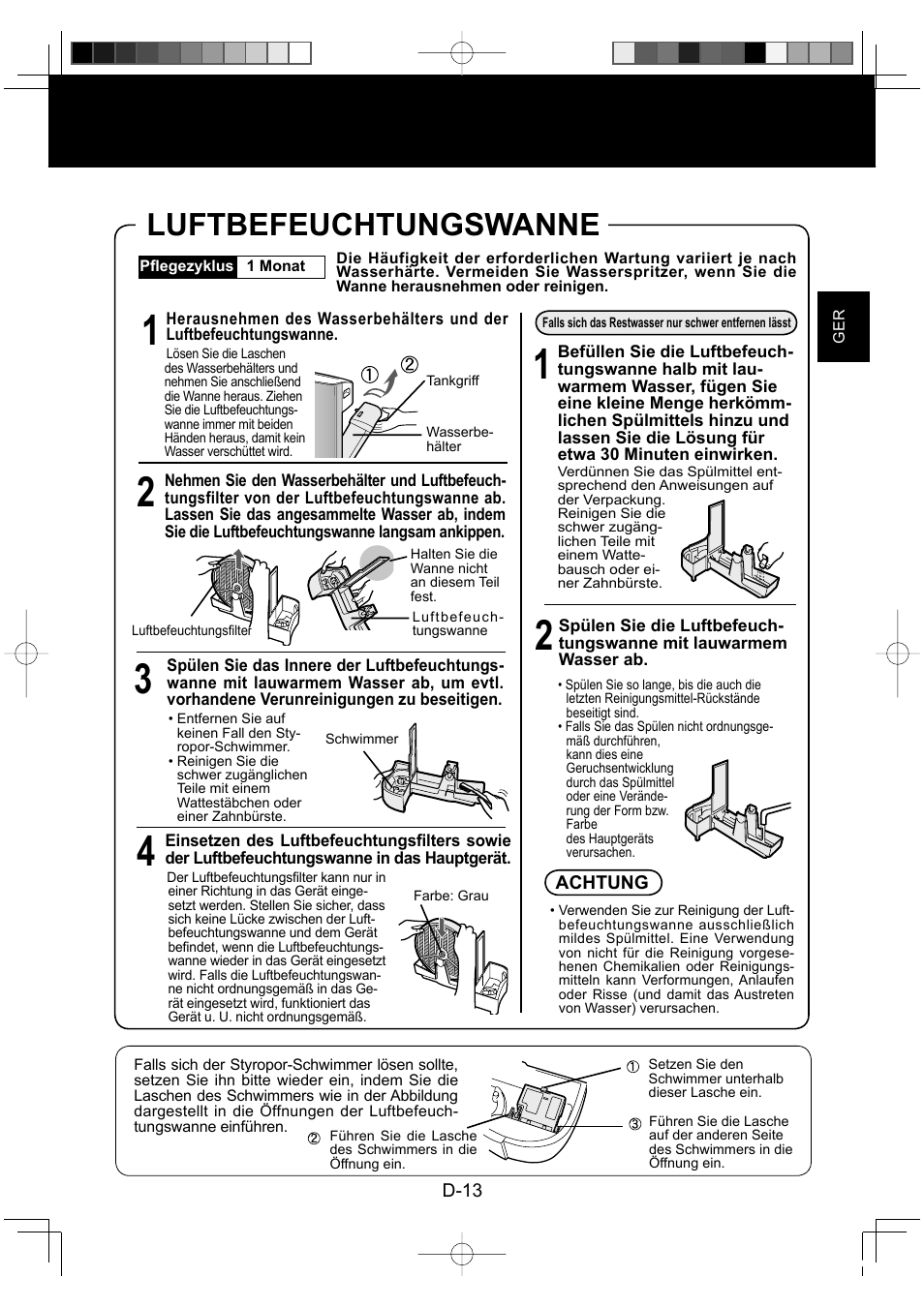 Luftbefeuchtungswanne | Sharp KC-860E User Manual | Page 35 / 264